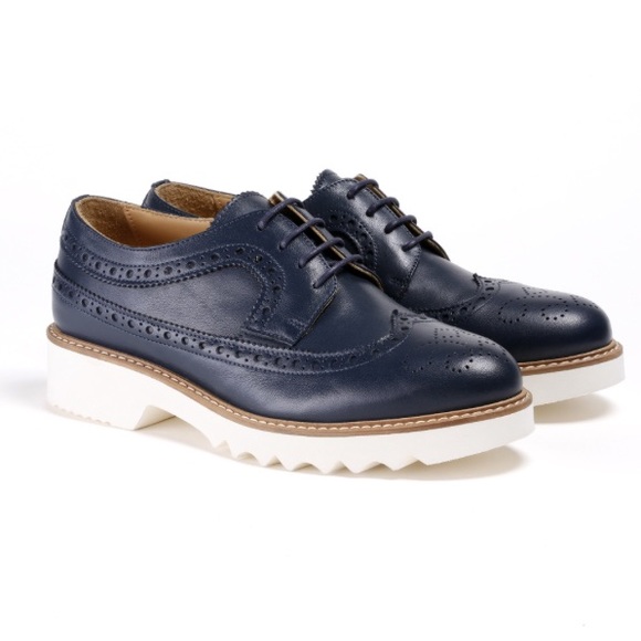womens navy brogue shoes